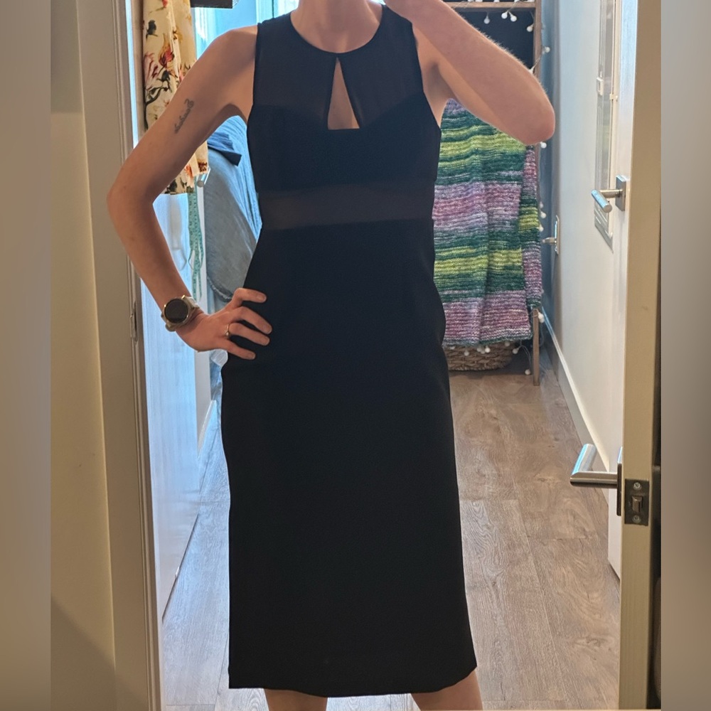 BCBGeneration | Black Sheer Panel Cocktail Dress (Size 4) 🍸